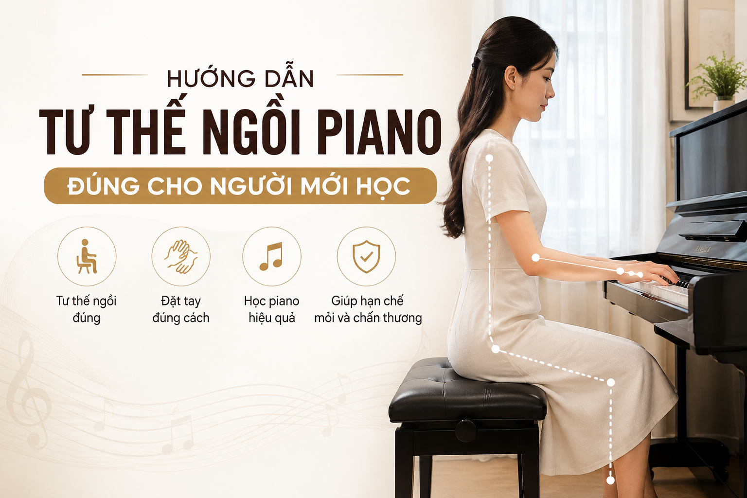 Người Mới Học Piano: Cách Ngồi Và Đặt Tay Đúng Tư Thế